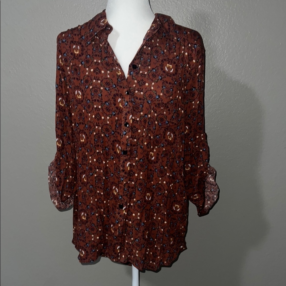 Women's Brown Patterned Top